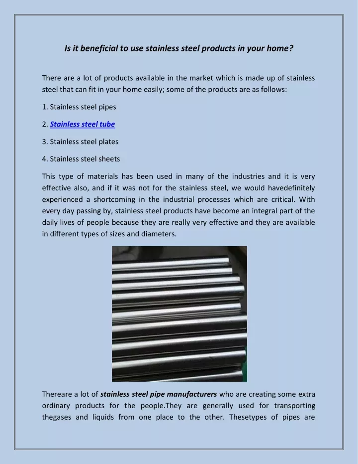 is it beneficial to use stainless steel products