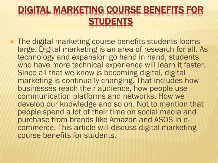 digital marketing course benefits for students