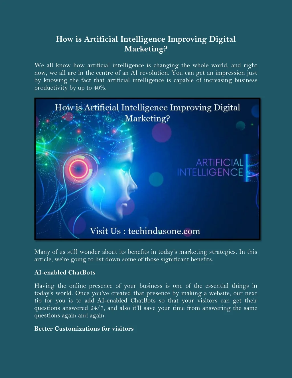 PPT - How is Artificial Intelligence Improving Digital Marketing ...