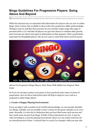 bingo guidelines for progressive players going