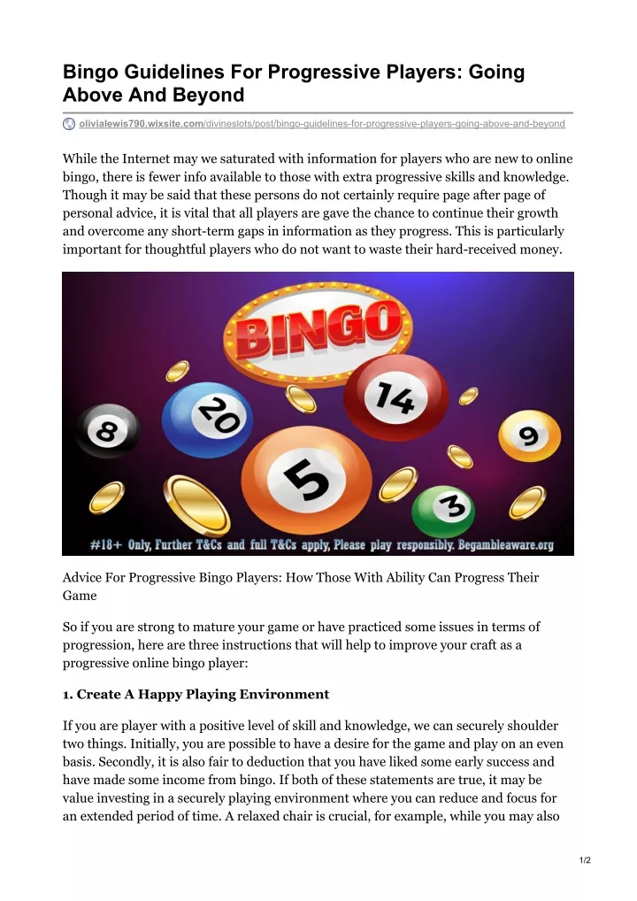 bingo guidelines for progressive players going