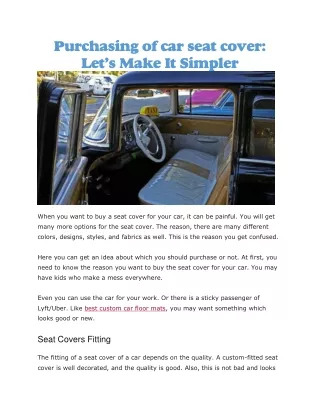 purchasing of car seat cover let s make it simpler