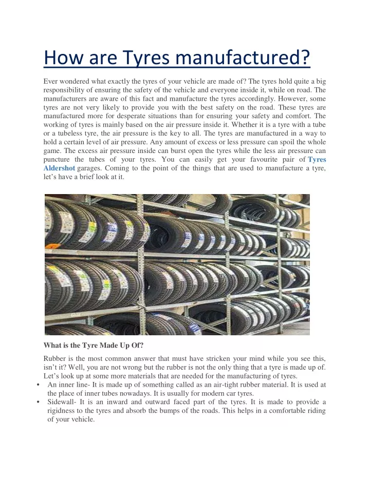 how are tyres manufactured