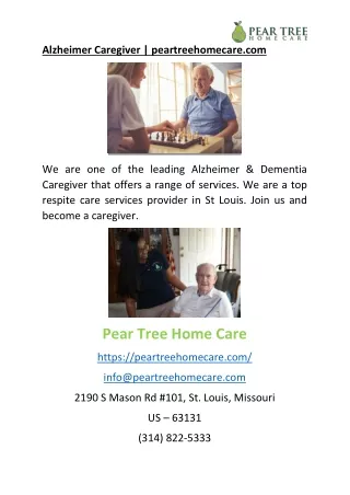 Alzheimer Caregiver | peartreehomecare.com