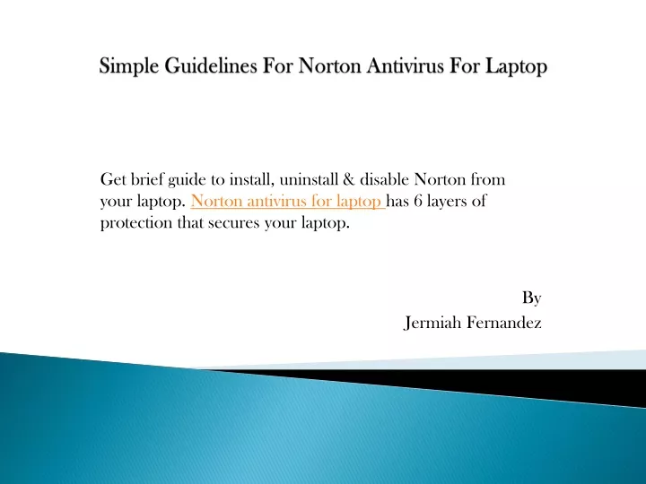 simple guidelines for norton antivirus for l aptop