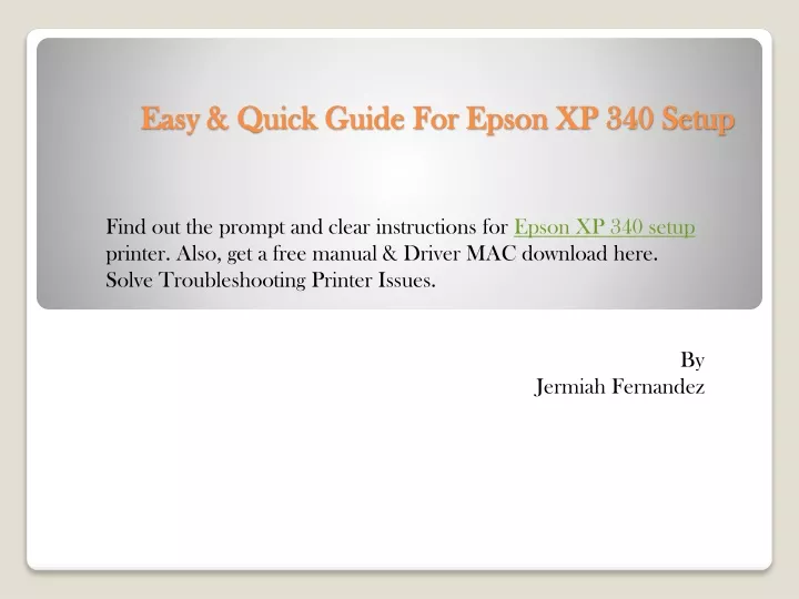 easy quick guide for epson xp 340 setup