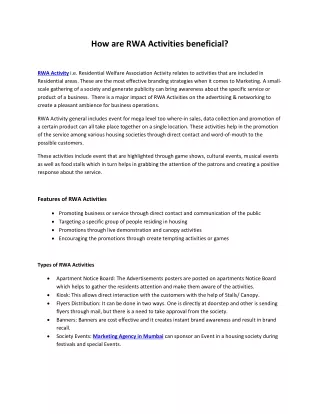 how are rwa activities beneficial