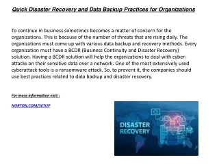 quick disaster recovery and data backup practices