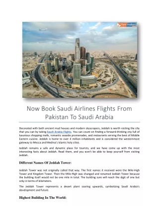 Now Book Saudi Airlines Flights From Pakistan To Saudi Arabia