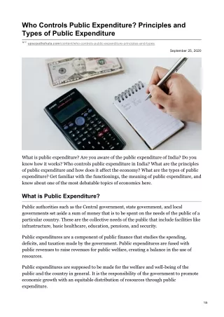 Who Controls Public Expenditure Principles and Types of Public Expenditure