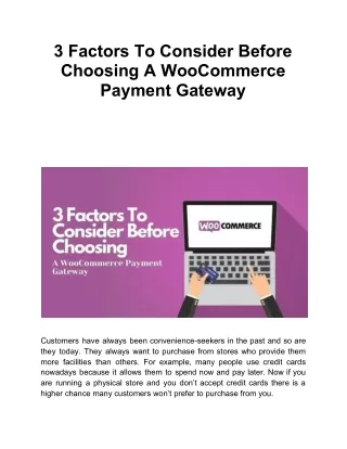 3 factors to consider before choosing