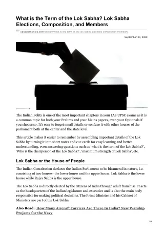 What is the Term of the Lok Sabha Lok Sabha Elections Composition and Members