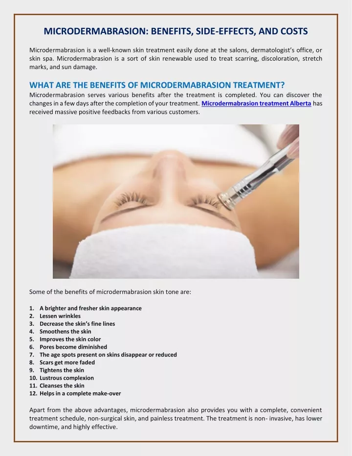 microdermabrasion benefits side effects and costs