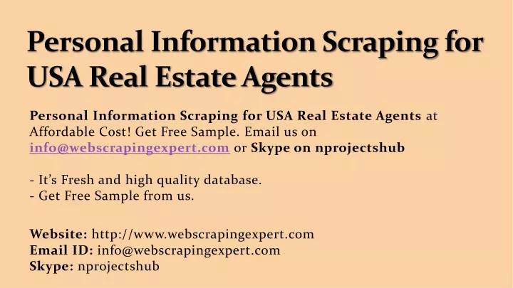 personal information scraping for usa real estate agents
