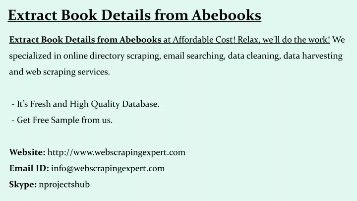 extract book details from abebooks