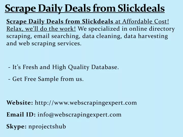 scrape daily deals from slickdeals