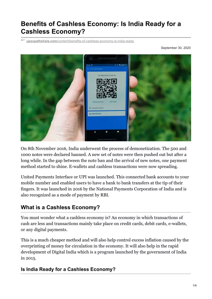 benefits of cashless economy is india ready