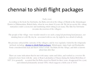 chennai to shirdi flight packages