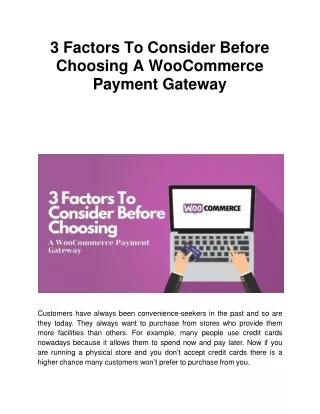 3 factors to consider before choosing a woocommerce payment gateway