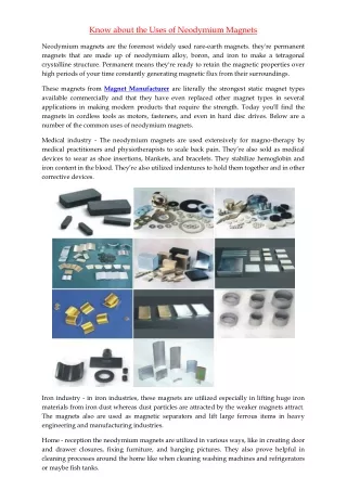 know about the uses of neodymium magnets