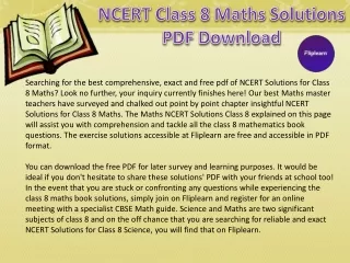 NCERT Solutions for Class 8 Maths - Fliplearn