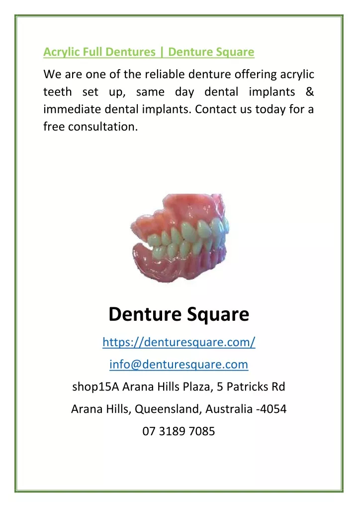 acrylic full dentures denture square