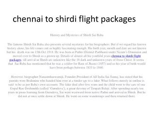 chennai to shirdi flight packages