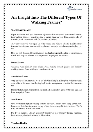 An Insight Into The Different Types Of Walking Frames?