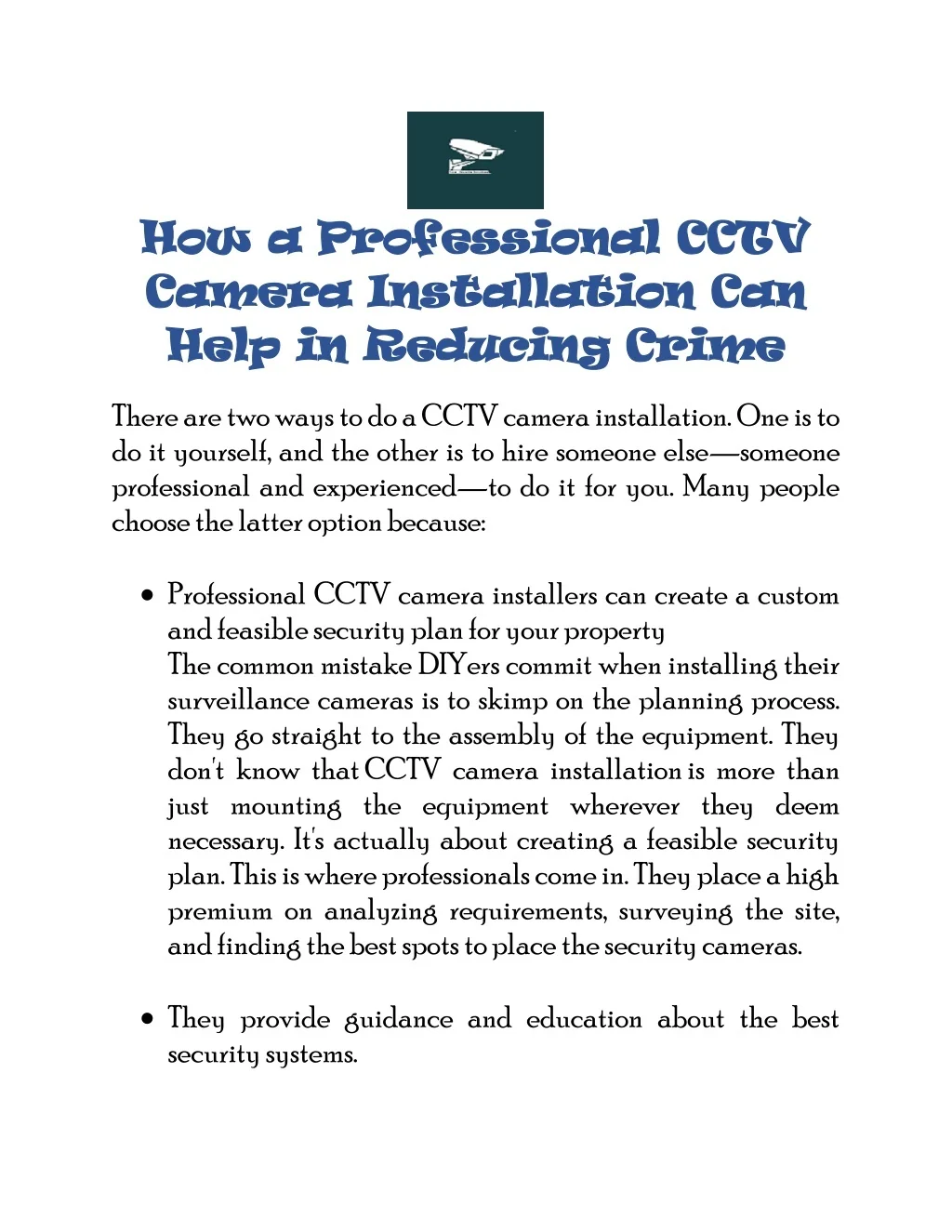 PPT - How a Professional CCTV Camera Installation Can Help in Reducing ...