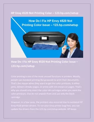 How Do I Fix HP Envy 4520 Not Printing Color Issue – 123.hp.com/setup
