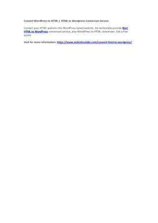 convert wordpress to html html to wordpress
