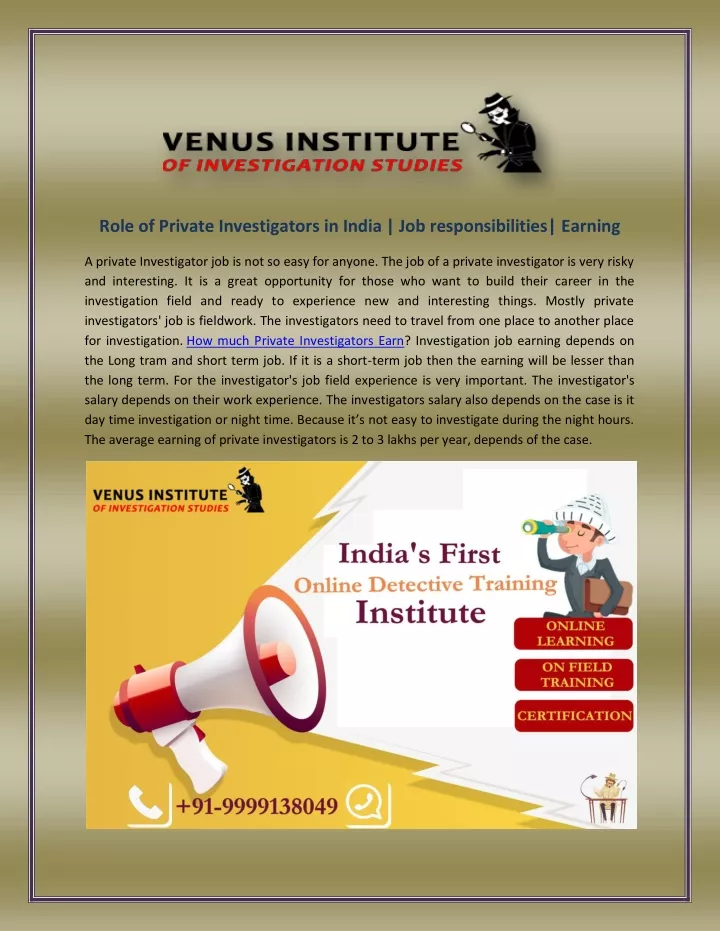 role of private investigators in india