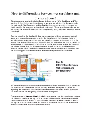how to differentiate between wet scrubbers