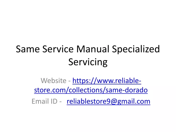 same service manual specialized servicing