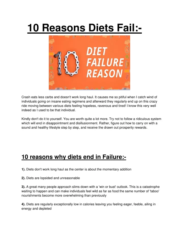 10 reasons diets fail