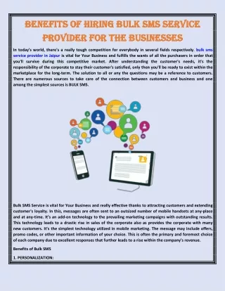 Benefits Of Hiring Bulk sms service PrOvider fOr tHe Businesses