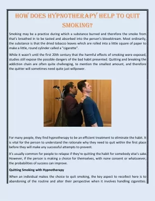 How Does HypnotHerapy Help to Quit smoking?