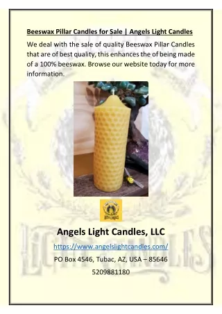 Beeswax Pillar Candles for Sale | Angels Light Candles