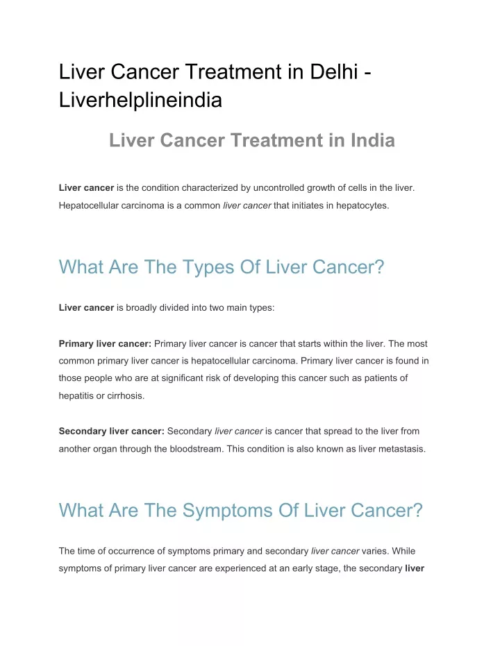 liver cancer treatment in delhi liverhelplineindia