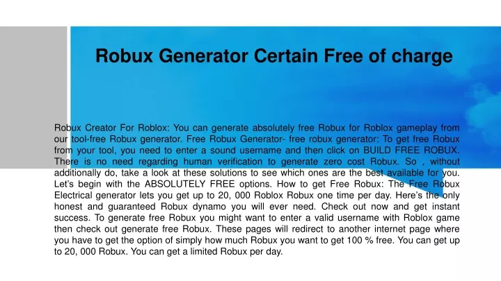 robux generator certain free of charge