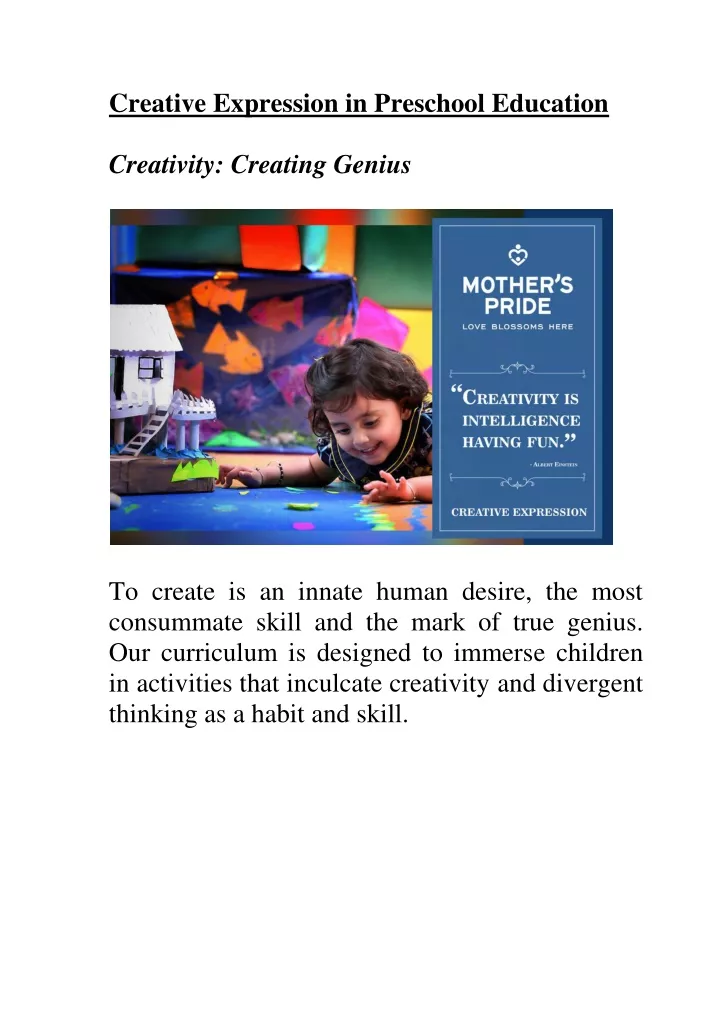 creative expression in preschool education