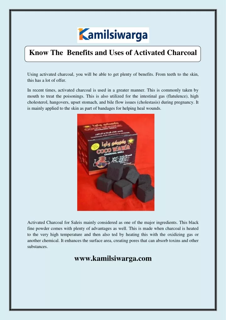 know the benefits and uses of activated charcoal
