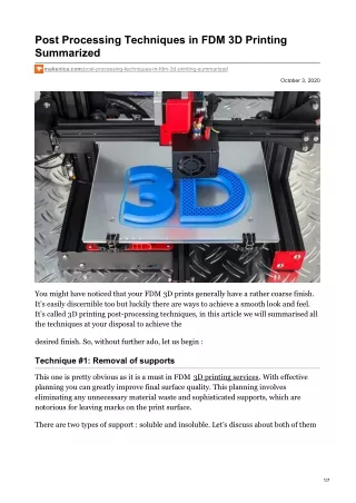 Post Processing Techniques in FDM 3D Printing Summarized