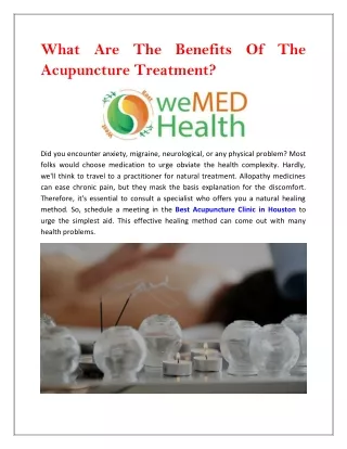 Acupuncture Treatment in Houston TX | Wemedhealth.com