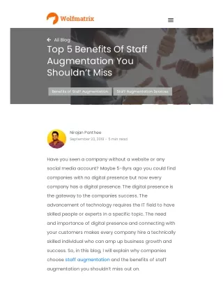 Top 5 Benefits Of Staff Augmentation You Shouldn’t Miss
