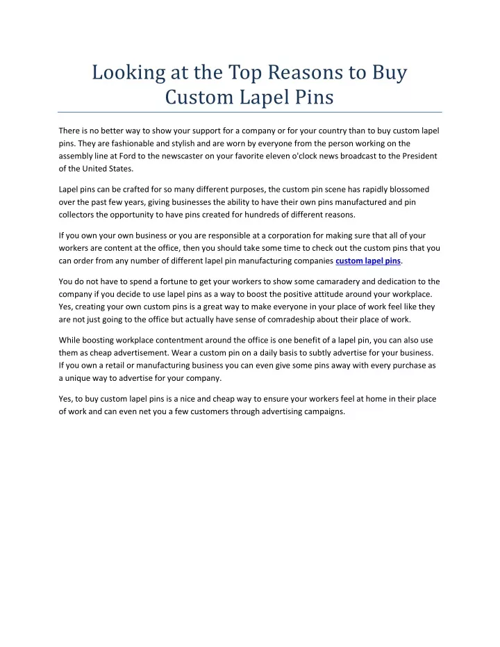 looking at the top reasons to buy custom lapel