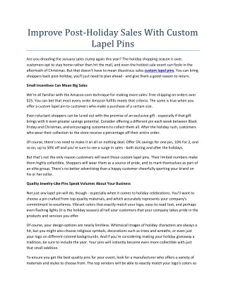 improve post holiday sales with custom lapel pins