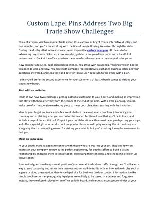 custom lapel pins address two big trade show