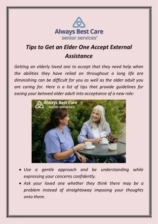 Tips to Get an Elder One Accept External Assistance
