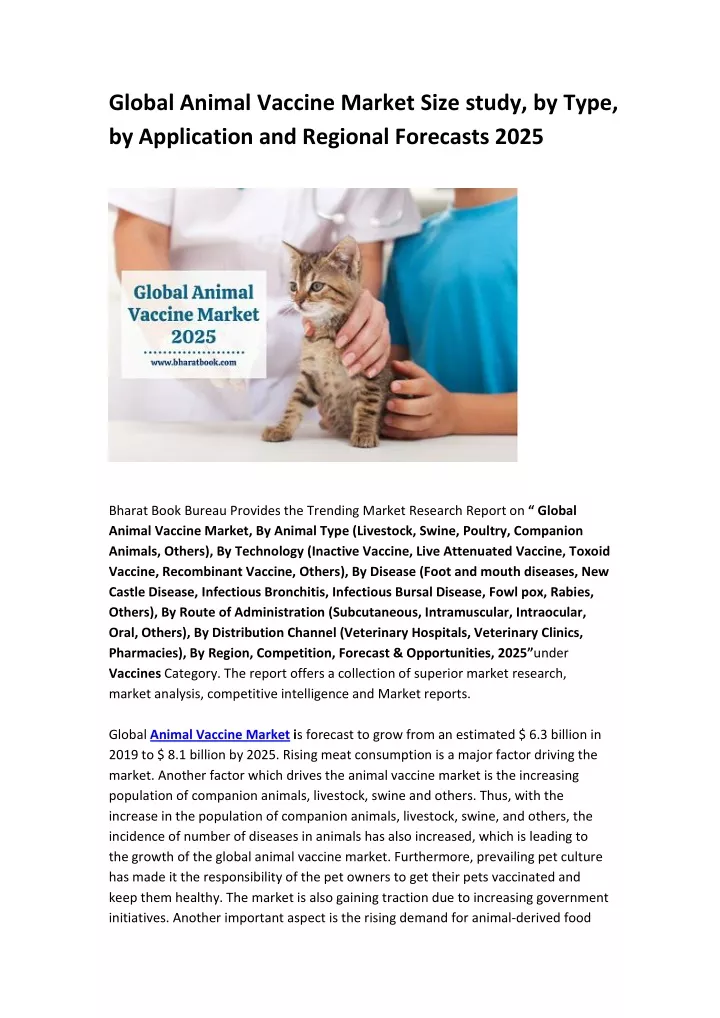 global animal vaccine market size study by type